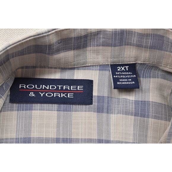 NEW Roundtree & Yorke Men's Big & Tall 2XT Plaid Button Down Shirt - Picture 2 of 8